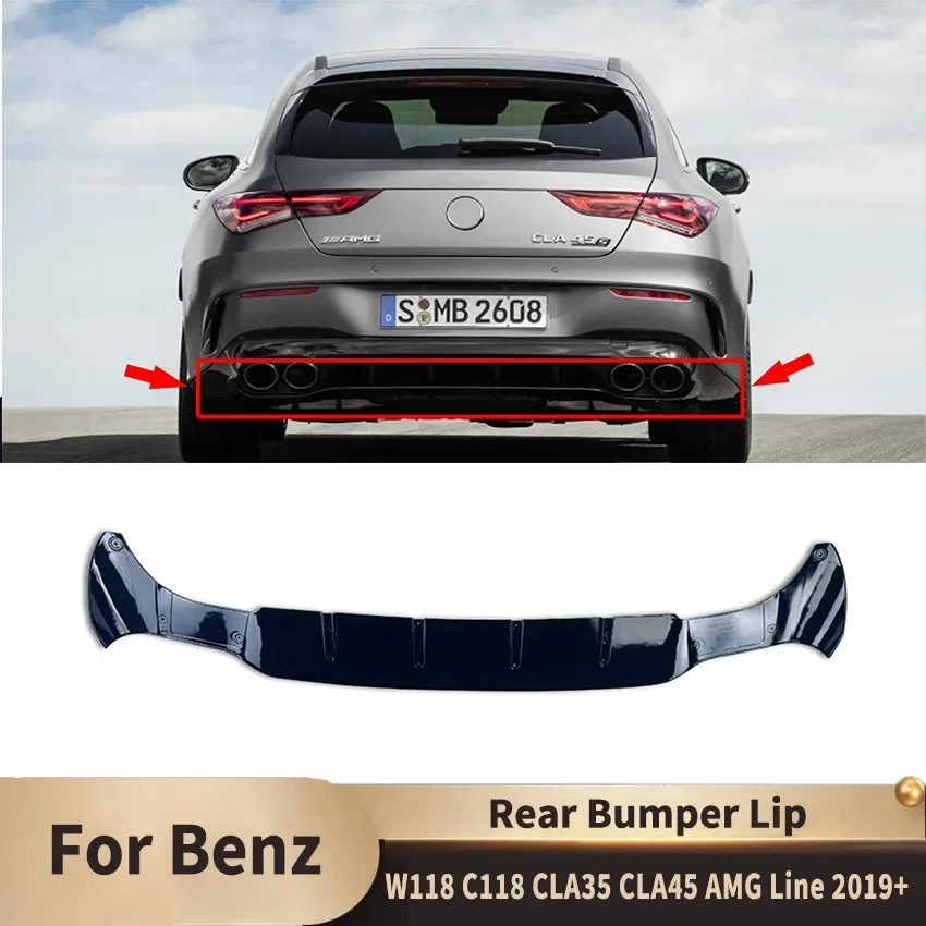 For Mercedes Benz W118 C118 CLA35 CLA45 AMG Line 2019 2020 2021 2024 Rear Bumper Lip Spoiler Splitter Diffuser Auto Accessories