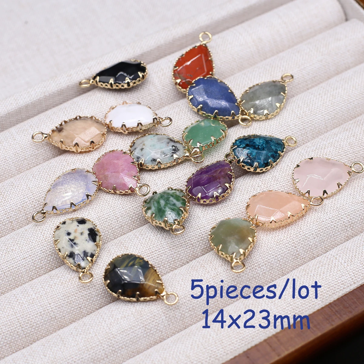 

5pieces Faceted Natural Stone Pendant Crystal Water Drop Pendant Charms for DIY Women Men Necklace Jewelry Making Accessories