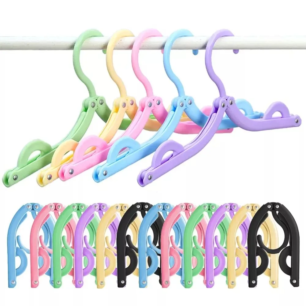 12 Pcs Compact Folding Clothes Hangers Plastic Travel Clothes Rack Compact Clothes Hangers Travel Essentials