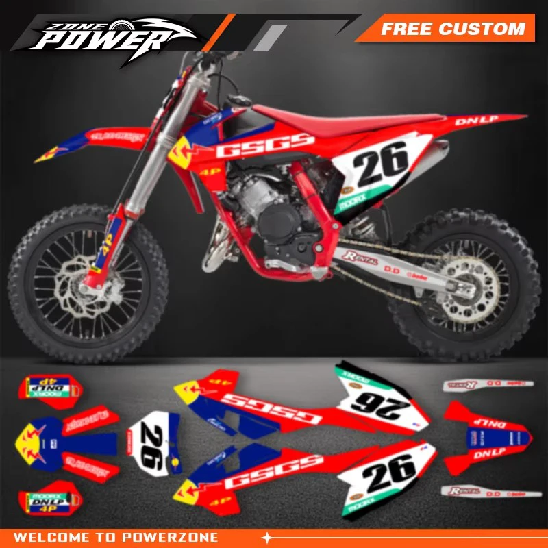 Powerzone For GASGAS Gas Gas MC65 MC 65 2021 2022 Custom Team Decals Graphics Stickers Kits Number Name Background Custom
