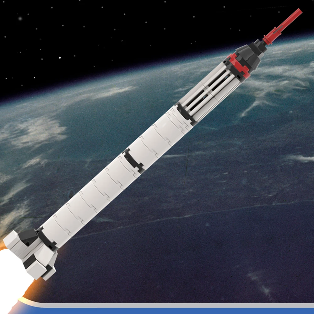 1:110 Scale Mercury-Redstone Rocket Building Kit Space Exploration Launch Vehicle Small Particle Bricks Desktop Display Gift