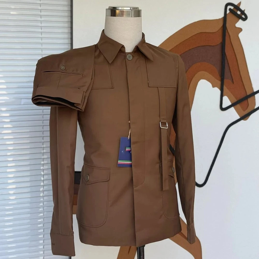 

New Men Suits Solid Color Stand Lapel Single Breasted Tuxedos Terno Wedding Party Prom Daily Custome Homme Custom Blazer Sets