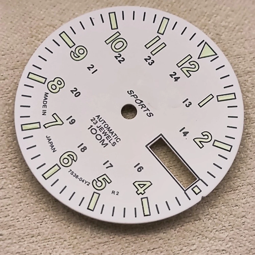 28.5mm/1.11in Super Lumin Dial for NH36A Movement C3 Green Luminous Watch Face Dial Plate Replacement Black/White Watch Parts