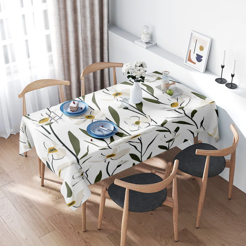 

Modern Floral Dining Tablecloth Universal Size Easy Care Washable Suitable for Home Kitchen Decor
