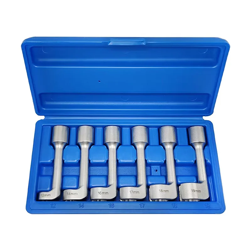 6PCS  Injector Fuel Line Socket Wrench Set 12mm 14mm 16mm 17mm 18mm 19mm Socket Wrench L-shaped Open Fuel Line Remover 12mm-19mm