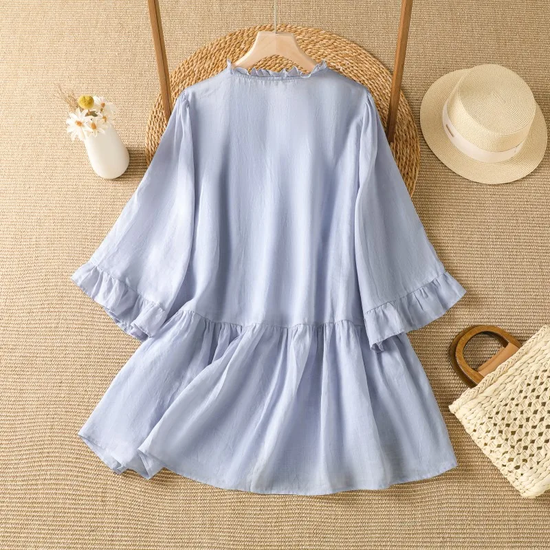 Camisa Elegante de Algodão e L - Embroidery Cotton Shirt avaliação e preço