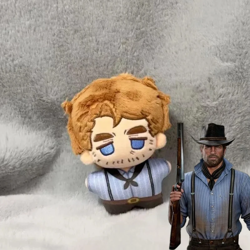 Llavero de peluche de Arthur Morgan del juego Red Dead Redemption 2, muñeco de algodón lindo de dibujos animados, accesorio colgante para mochila