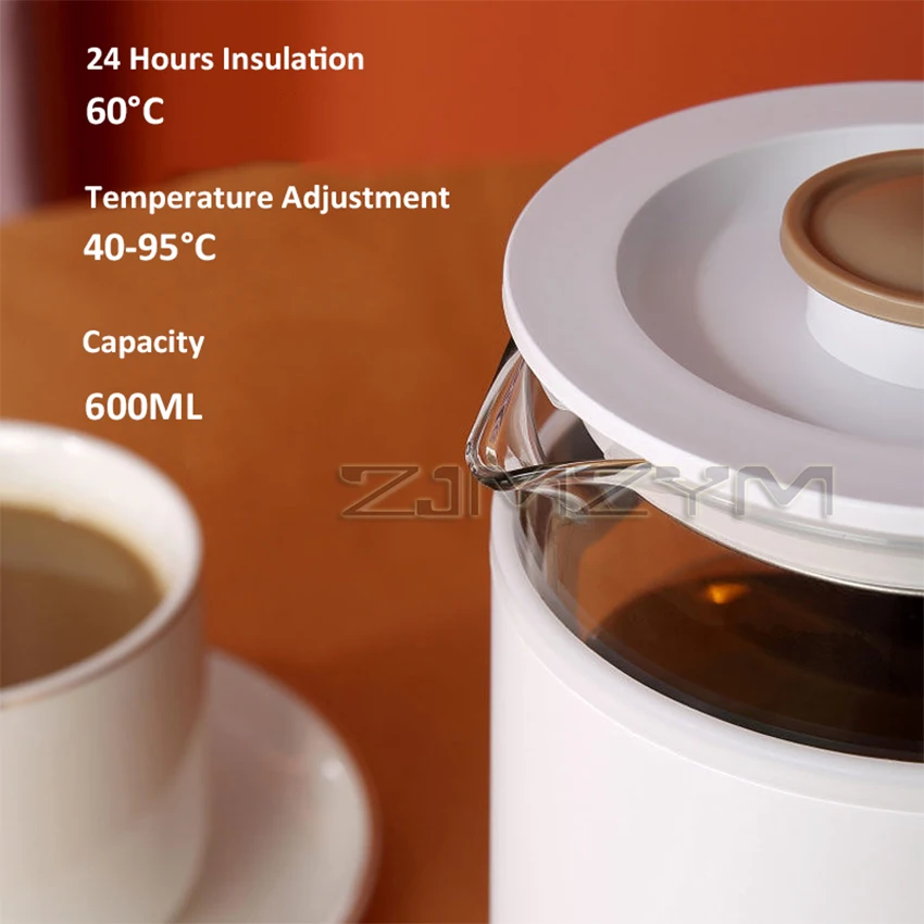 0.6L السيارات غلاية كهربائية متعددة الوظائف 220 فولت غلاية صغيرة محمولة المياه الحليب غلاية شاي وعاء هيث الحفاظ على وعاء إبريق الشاي الزجاجي