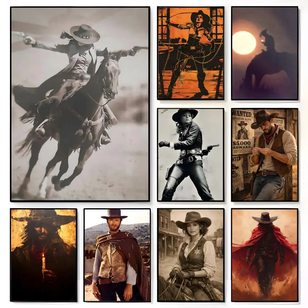 Classic Artwork Vintage Western cowboy Poster American Film Mural Home Childrens Room Wall Decor Print