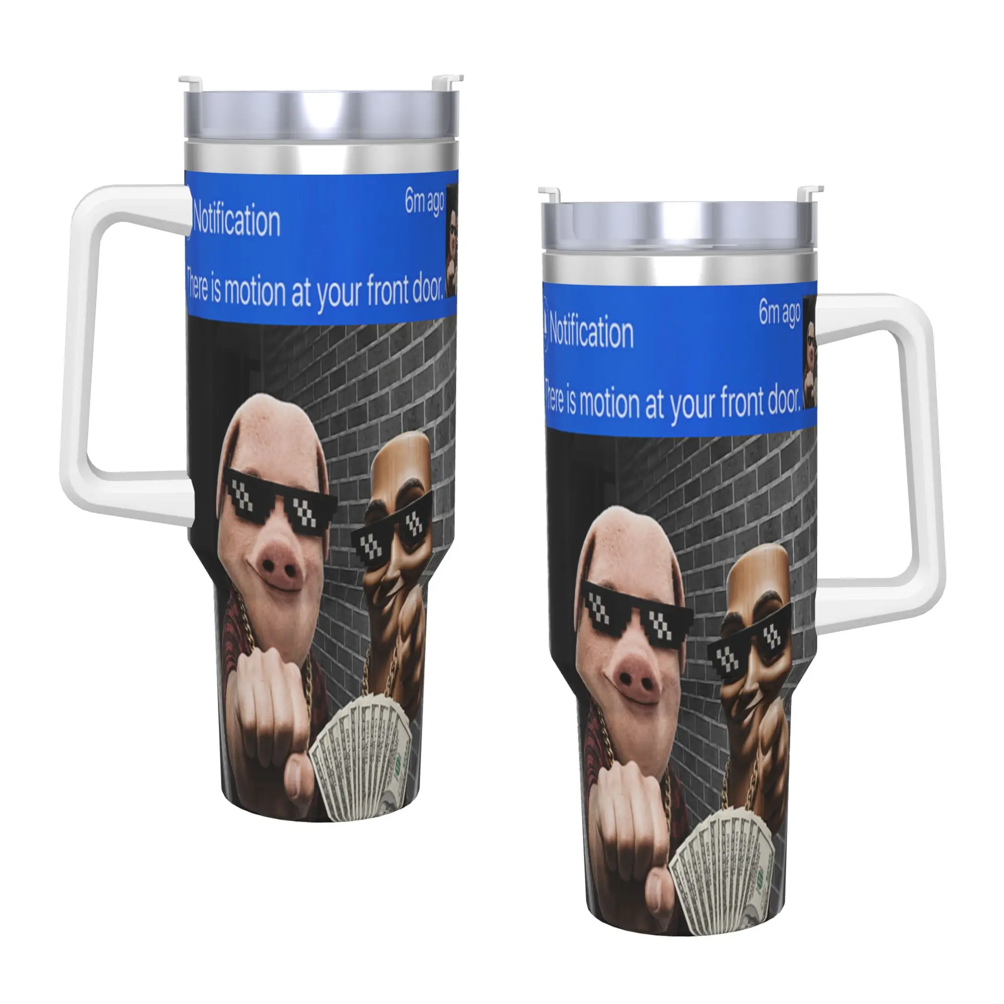 Stainless Steel Tumbler There is Motion at Your Front Door Tung Sahur John Pork Meme Thermal Cups Keep Heat Hot Drinks Car Mugs