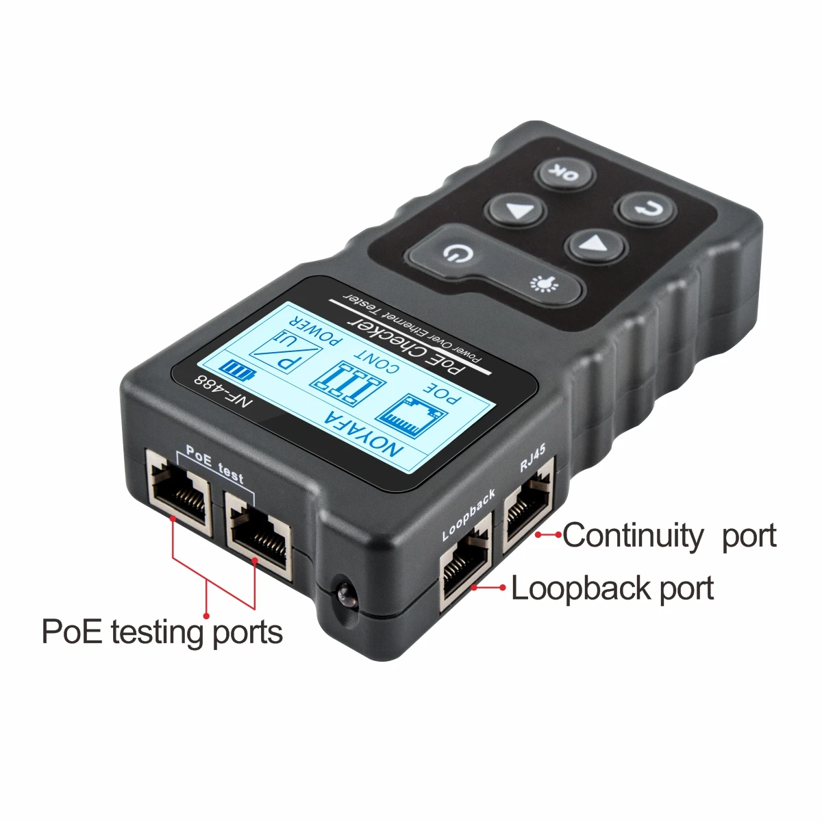 Noyafa NF-488 LCD Network Cable Tester PoE Checker Wire Tracker Inline PoE Voltage Current Tester with Cable Tester