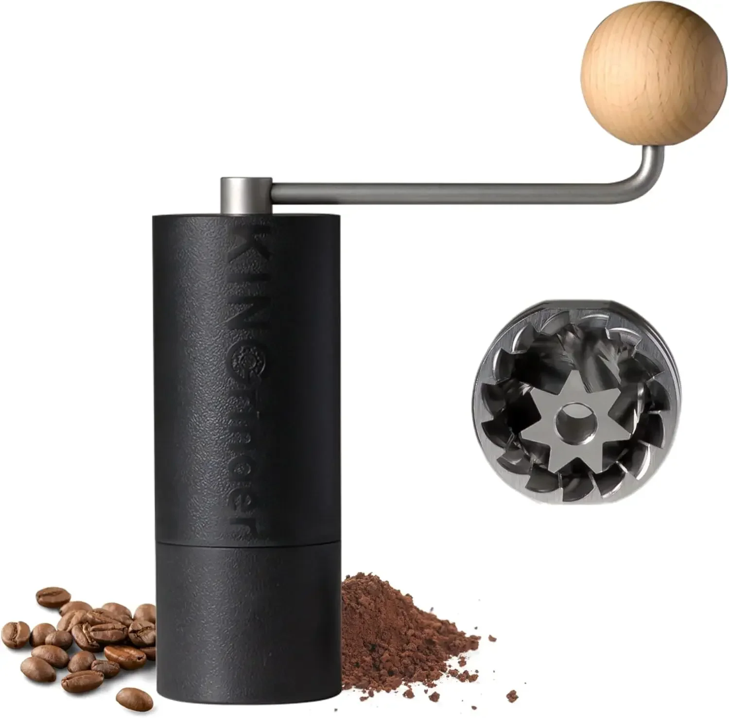 KINGrinder P2 Leichte Manuelle Handkaffeemühle für Mokkakanne, French Press, Drip mit