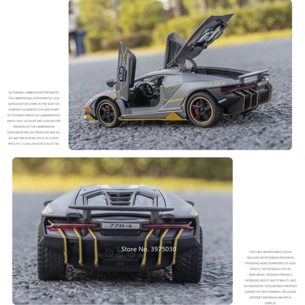 Schaal 1:32 LP770-4 Legering Modellen Auto's Diecast Speelgoed Rubberen Banden Supercar Lichte Muziek Trek Sportwagen Jongens Collectie Geschenken