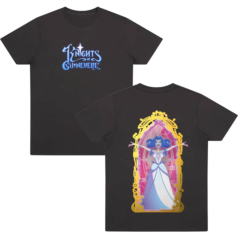 فرسان غينيفير موضة الكرتون طباعة تي شيرت عالية الجودة القطن قصير الأكمام للجنسين ملابس كاجوال الصيف Y2K تي شيرت