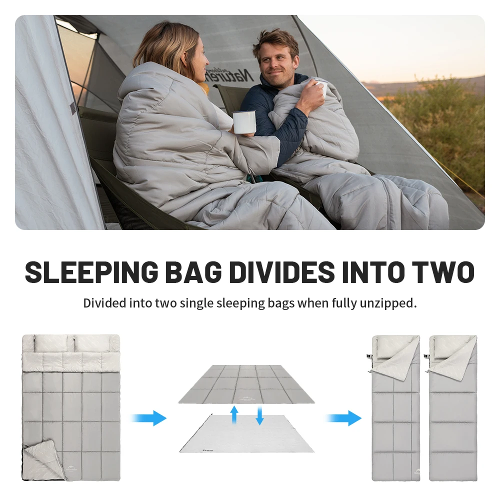 Naturehike Sleeping Bag Outdoor Double Cotton Sleeping Bag Spring Waterproof Camping Sleeping Bag Hiking Backpack Sleeping Bag