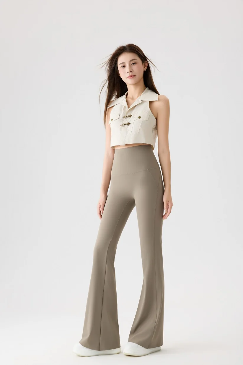 Women's Flared Yoga Pants High Waist Tummy Control Lounge Pants with Pockets Soft Cloud Seamless Workout Leggings Summer trouser