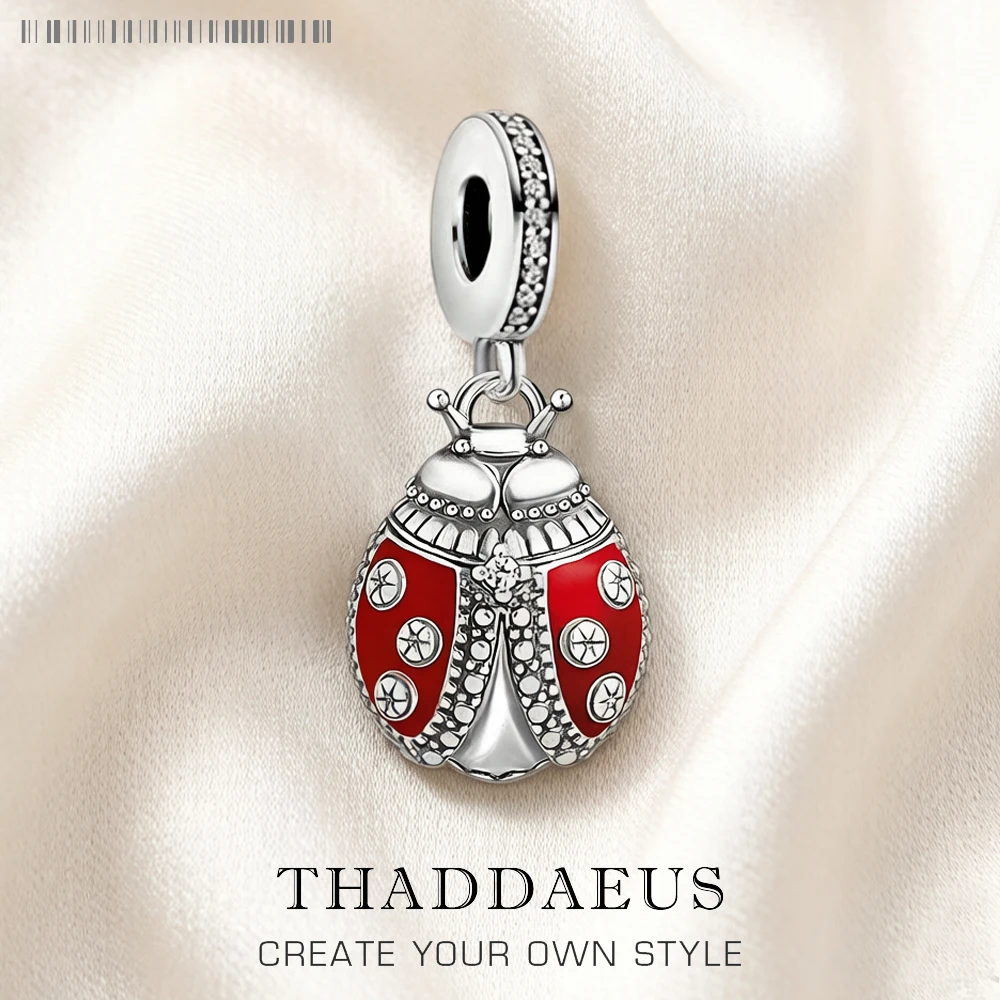 Ladybird Bug Dangle Charm Women 2022 Summer Brand New Trendy 925 Sterling Silver Pendant