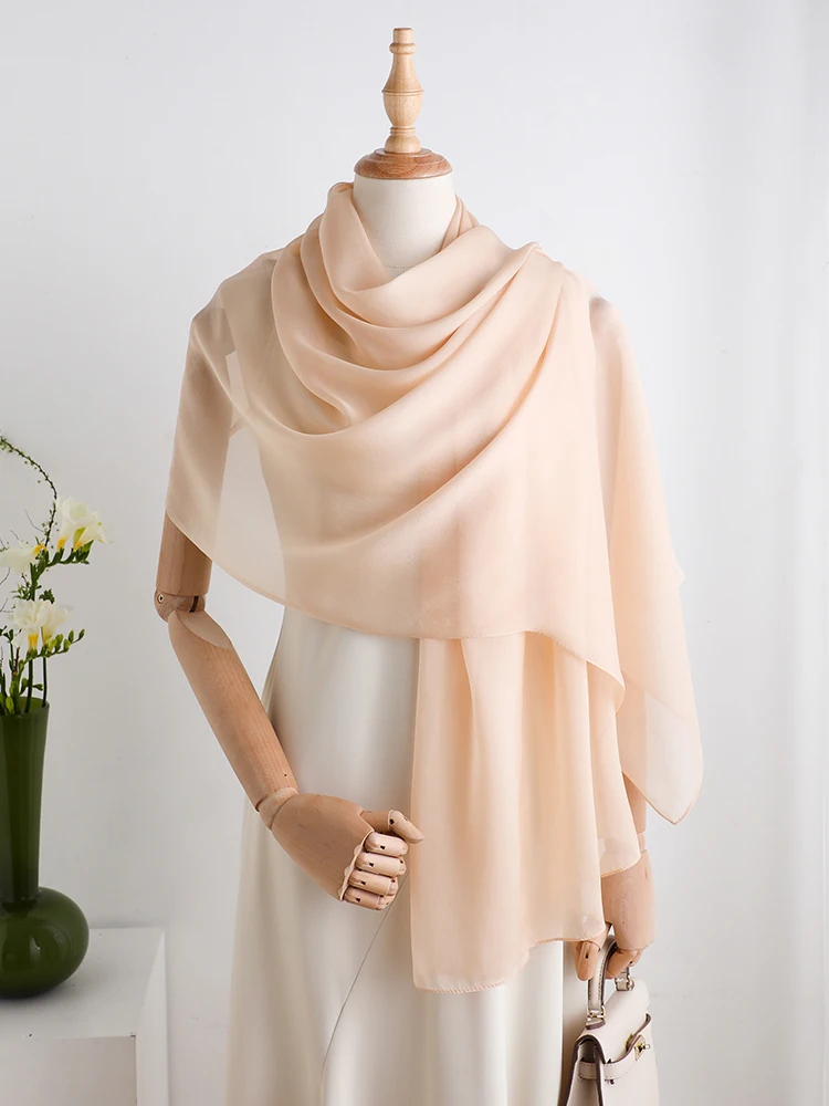 軽量シルクスカーフ-レディースショール-アウター-秋-春-夏-おしゃれ-首保護-多用途-長方形スカーフ