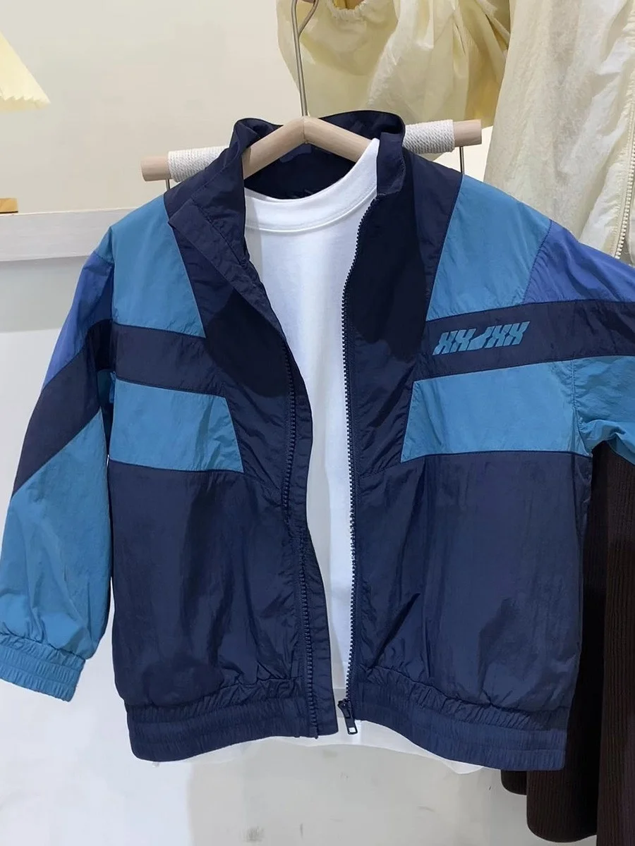 

Boys Outdoor Casual Thin Jacket Children's Sun Protection Clothes Breathable Patchwork Jacket for Spring Autumn Winter