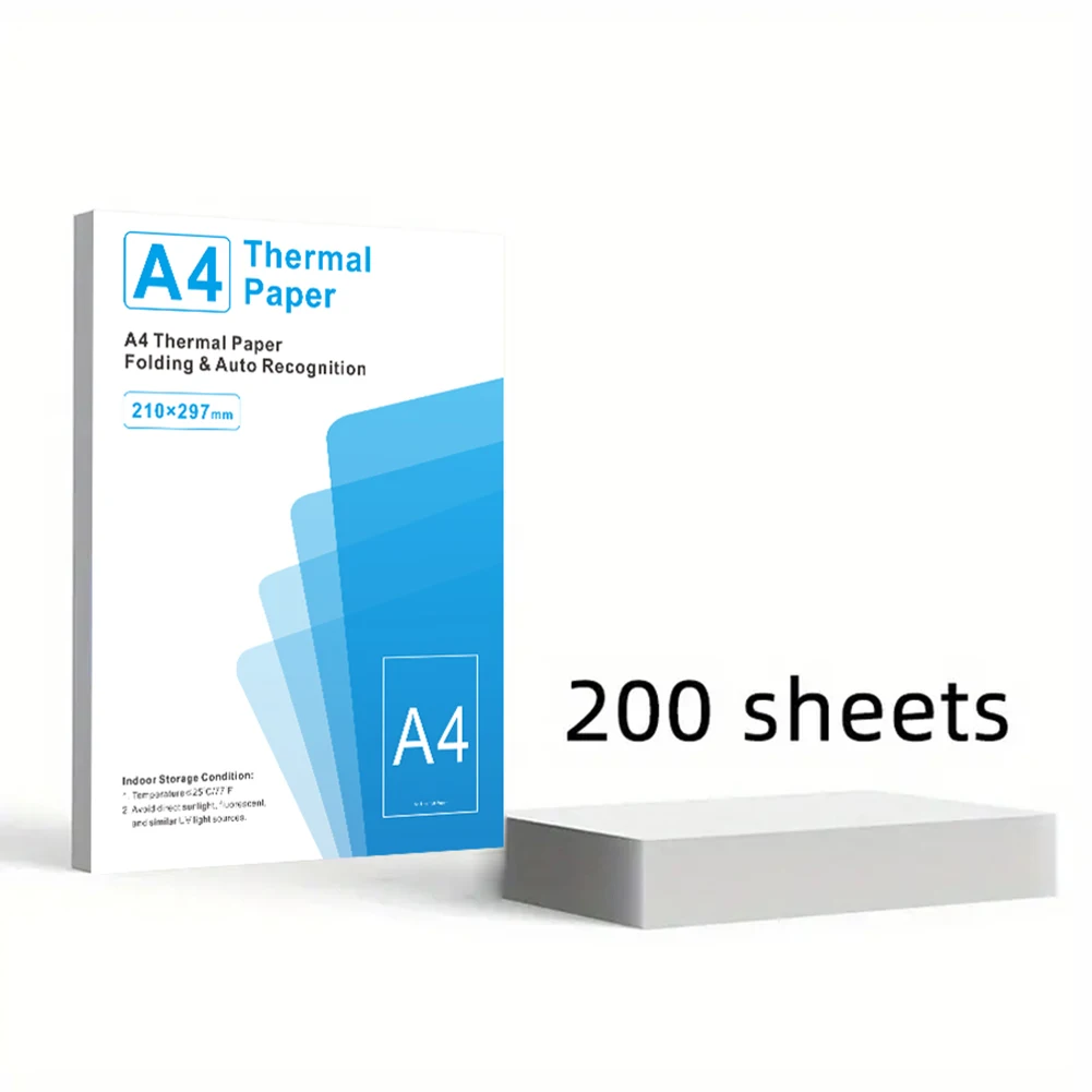 

100/200 листов термобумаги формата А4, складная бумага для непрерывной печати, бумага для термопечати с автоматическим распознаванием