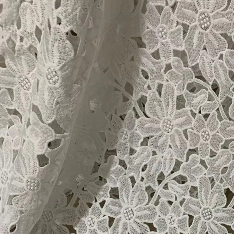 1Yard African Lace Fabric 2021 Milk Silk Embroidery French Lace Fabric High Quality Sewing Material For Nigerian Wedding Dress