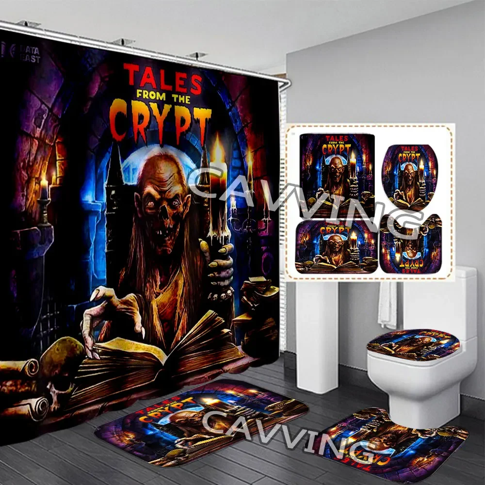 Tales from the Crypt 3D Printed  Shower Curtain Waterproof Bathroom Curtain Anti-slip Bath Mat Set Toilet Rugs Carpet Home  02