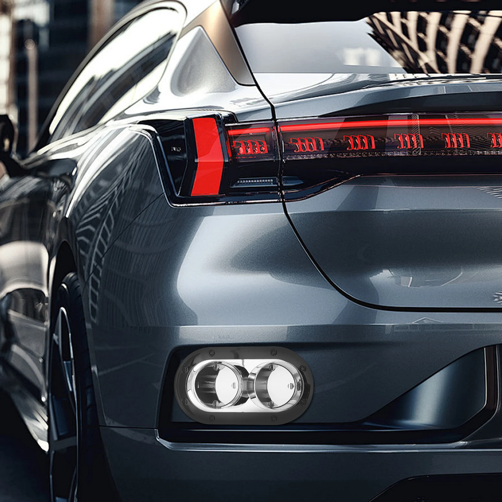 

AntiCollision Rubber Strip Black Scratch Resistant Universal Fake Exhaust Muffler Sleek Design Easy Install ABS