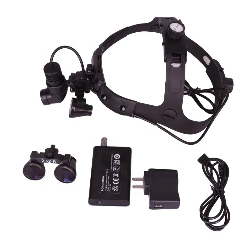 Lupa binocular médica 2.5X/3,5X, faro LED para instrumento