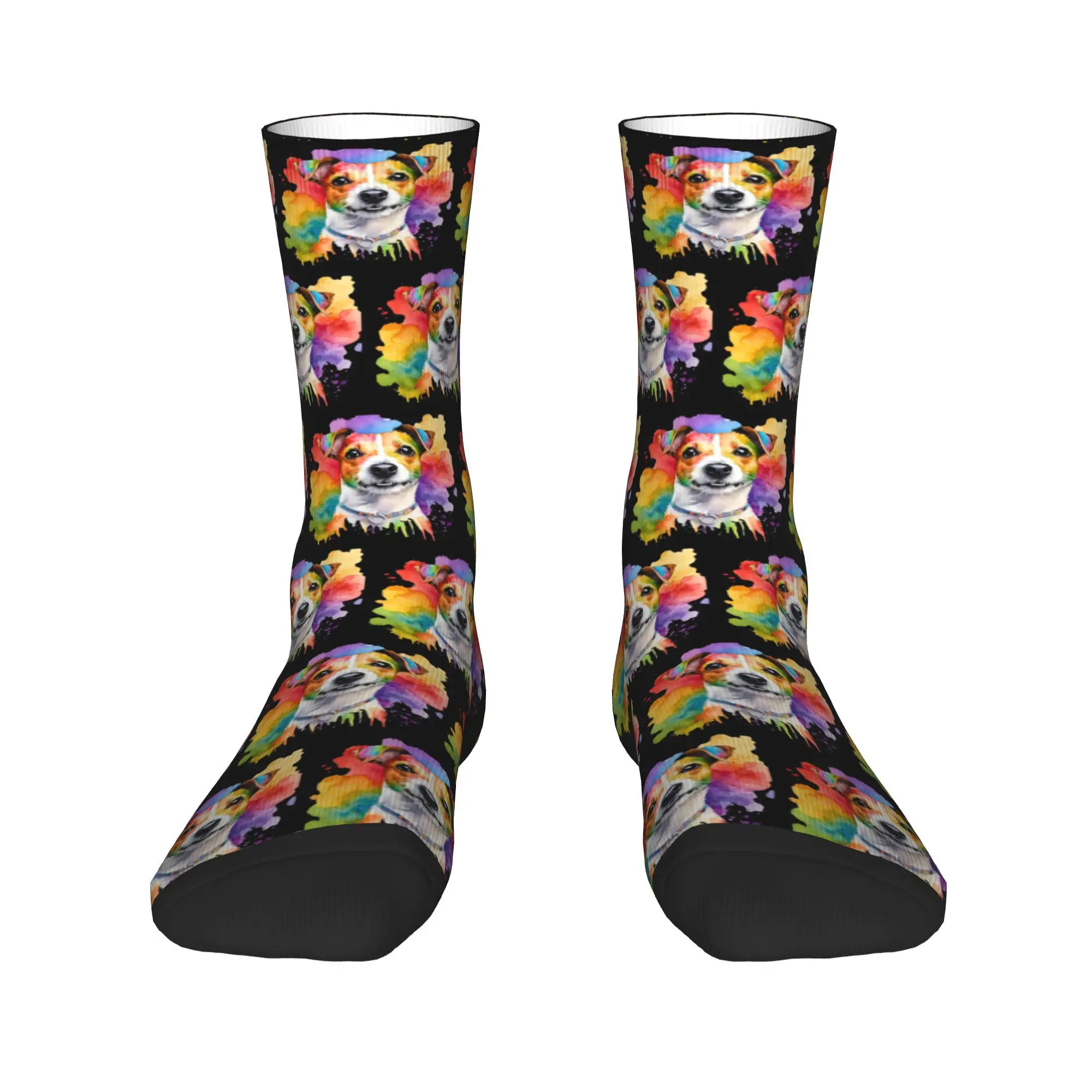 All Seasons Jack Russell Terrier Watercolor Portrait Socks Harajuku Super Soft Stockings Crew Socks for Men Women Christmas Gift