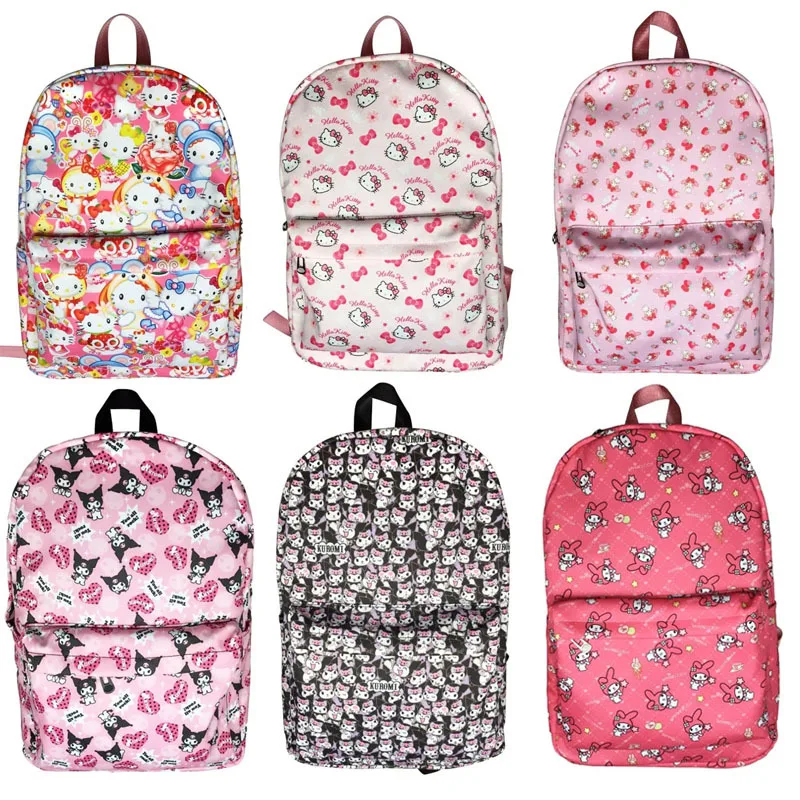 

Hello Kitty Anime Backpack Japanese Cartoon Melody Kuromi Children Schoolbag Primary Secondary School Student Travel Accessories