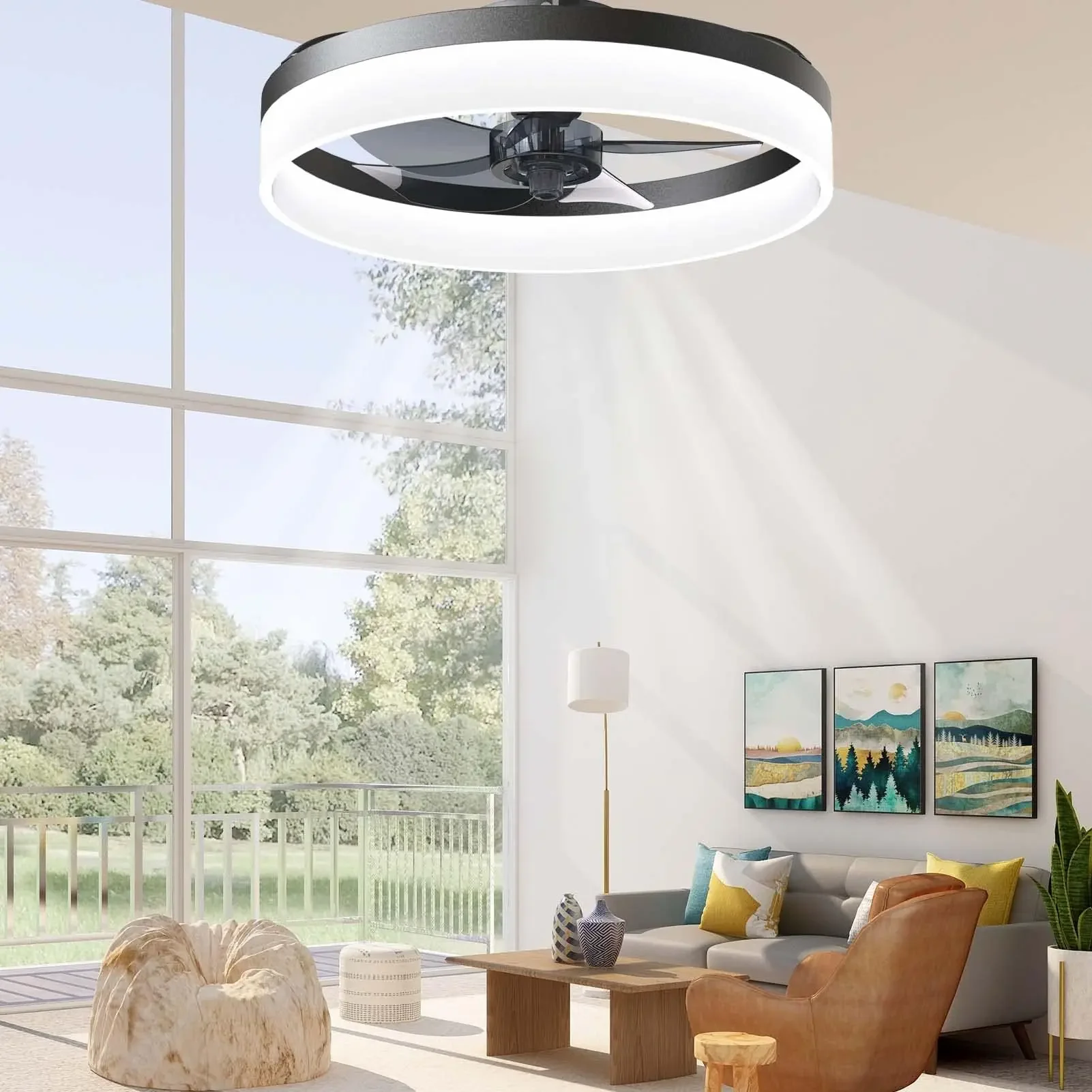 Imagem -03 - Modern Dimmable Led Ventilador de Teto com Controle Remoto Quarto Luz Cerca de 50cm 3000k6500k