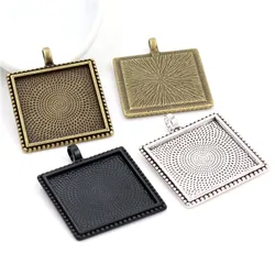 New Fashion 5pcs 25mm Inner Size Antique Silver Plated And Black And Bronze Colors Square Cabochon Base Setting Charms Pendant