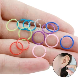 30Pcs/box Women Vintage Round Resin Hoop Earrings Colorful Anti Allergy Sterile Rod Plastic Small Ear Ring Earring Stud Earring