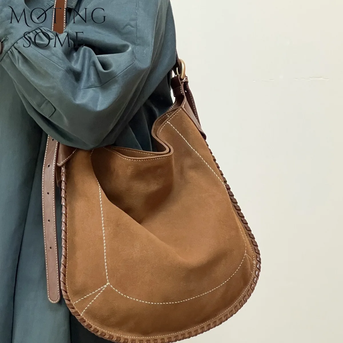 

Motingsome Luxury Suede Bags 2024 Autumn and Winter New Matteleather Tote Bag Lazy Underarm Saddle Bag Large Capacity Hobos Tote