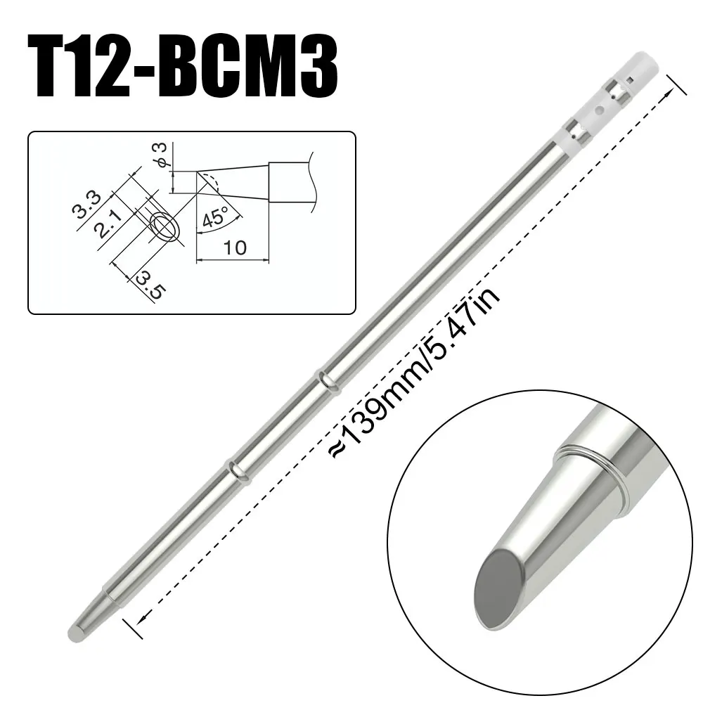 Original T12-BCM2 Soldering Station Tips BCM3 Replacement for Fx951 T12 Soldering Iron BK969D Bevel with Indent Welding Tools