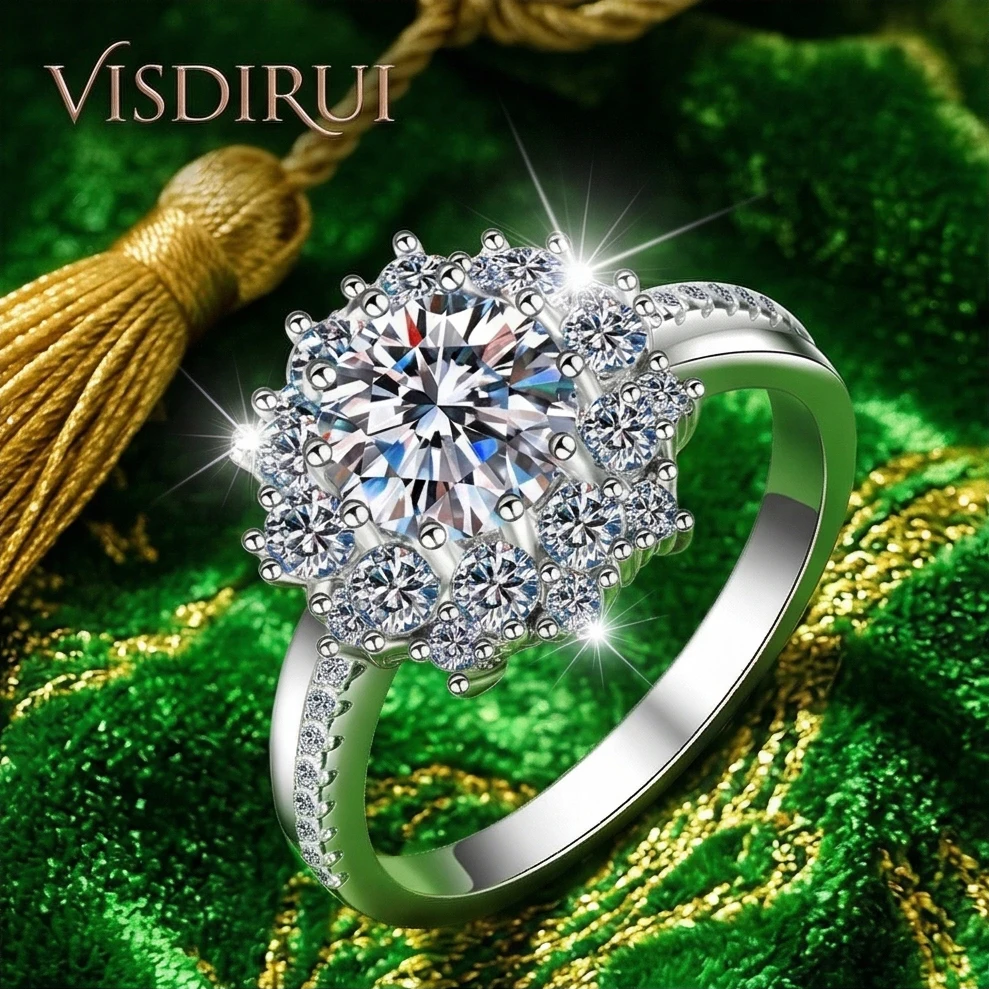 

VISDIRUI 1ct Moissanite Solitaire Ring for Women Excellent Cut D Color VVS1 S925 Sterling Silver Classic Engagement Band