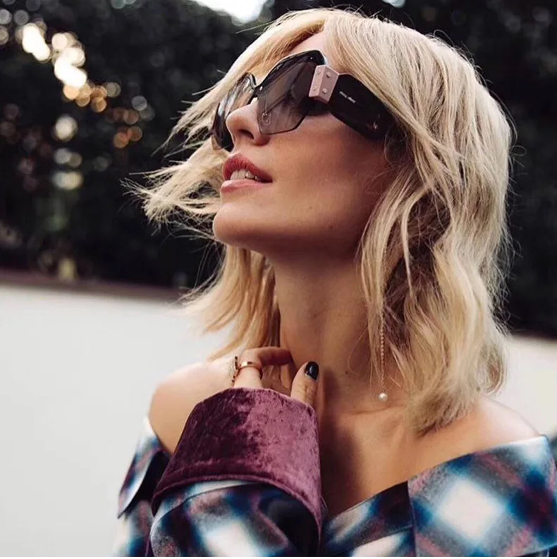 45341 Lady Trend Quadratische Halbrahmen-Sonnenbrille, große Größe, Cat-Eye-Nieten-Schutzbrille, Designer-Sonnenschutz mit Farbverlauf und Spiegel – Detail 16