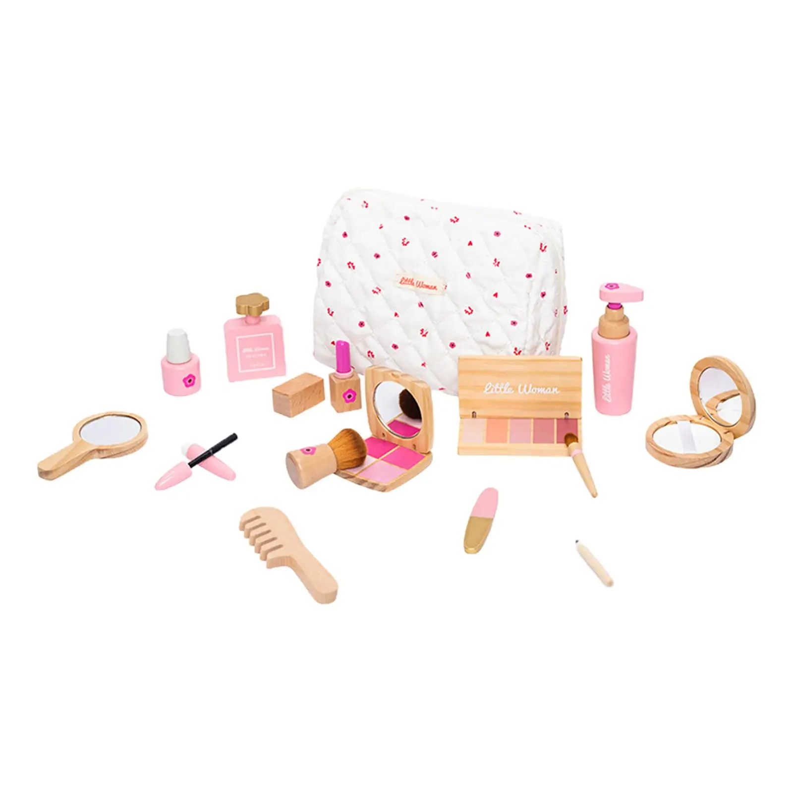 Set permainan peran riasan anak perempuan, permainan peran untuk anak kecil dengan tas kosmetik, kit rias wajah pura-pura untuk hadiah usia 3 4 5 +