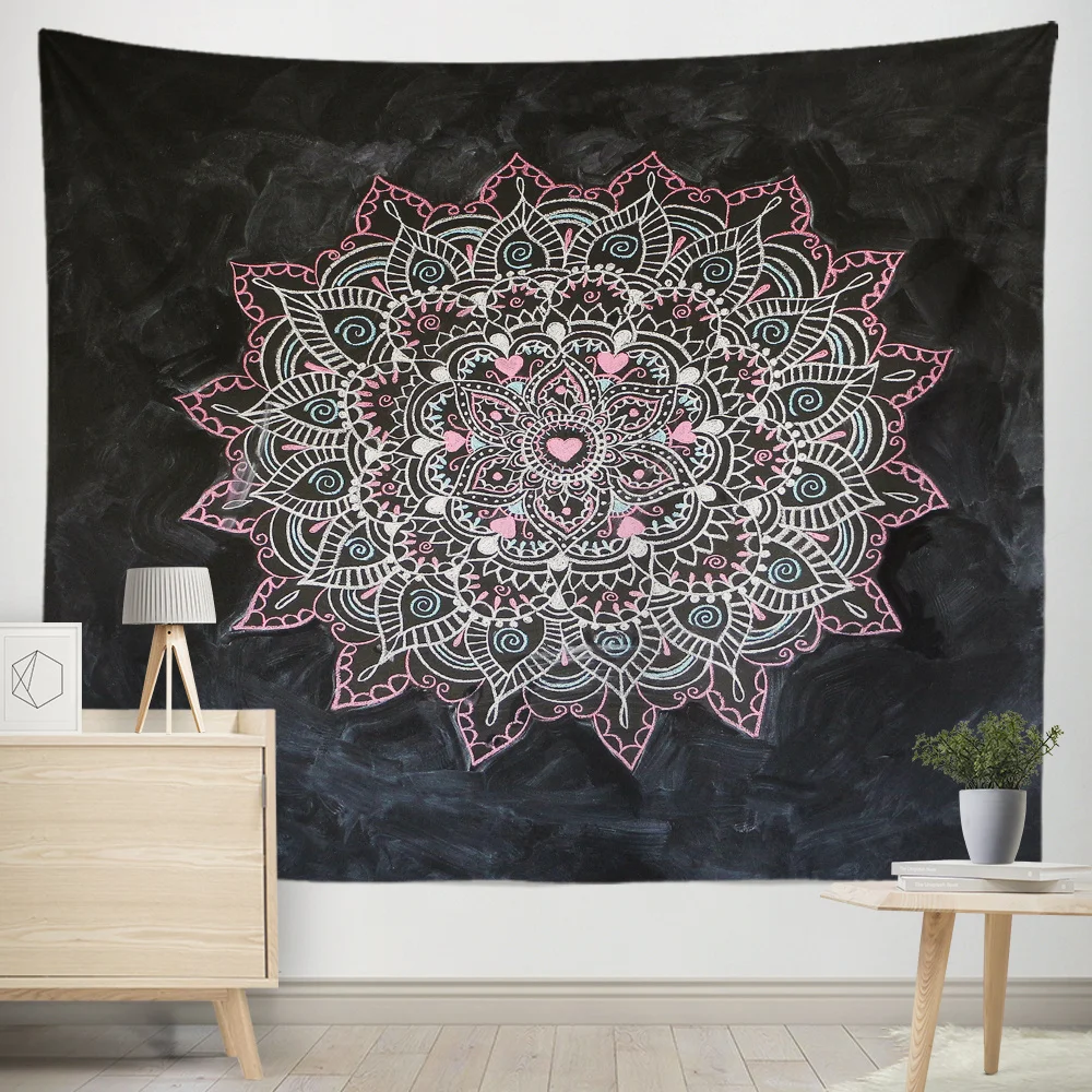 

Chalkboard Mandala Tapestry Background Cloth Hanging Cloth Bedroom Bedside Decorative Wall Cloth Rental Dormitory Tapestry
