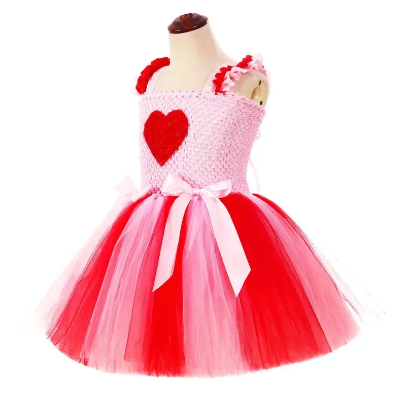 dd54Toddler Baby Girls Valentine’s Day Princess Dress Sweet Love Heart Tutu Dresses Kids Valentines Wedding Birthday Party Costu