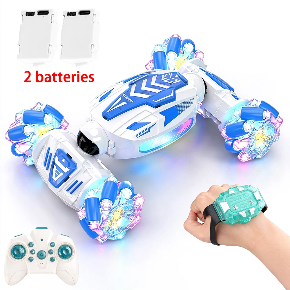 RC Deformable Stunt Car Side Drift Climbing Vehicle With Colorful Light Music Programmable Remote Control Twist Car Toy For Kids