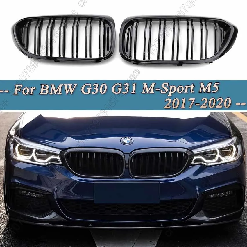 

Car Front Bumper Racing Grille For BMW 5 Series G30 G31 520i 530i 540i F90 M5 2017-2020 Gloss Black Double Slat Kidney Grill