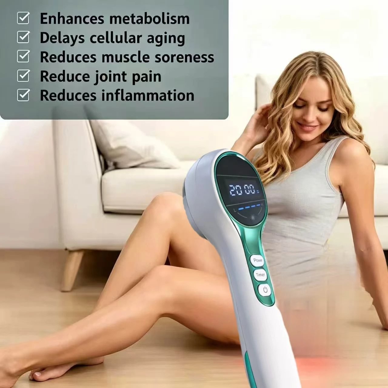 Smart Cold Laser Therapy Device 880mW 808nm 650nm Adjustable Physio Massager Targeted Pain Relief Recovery