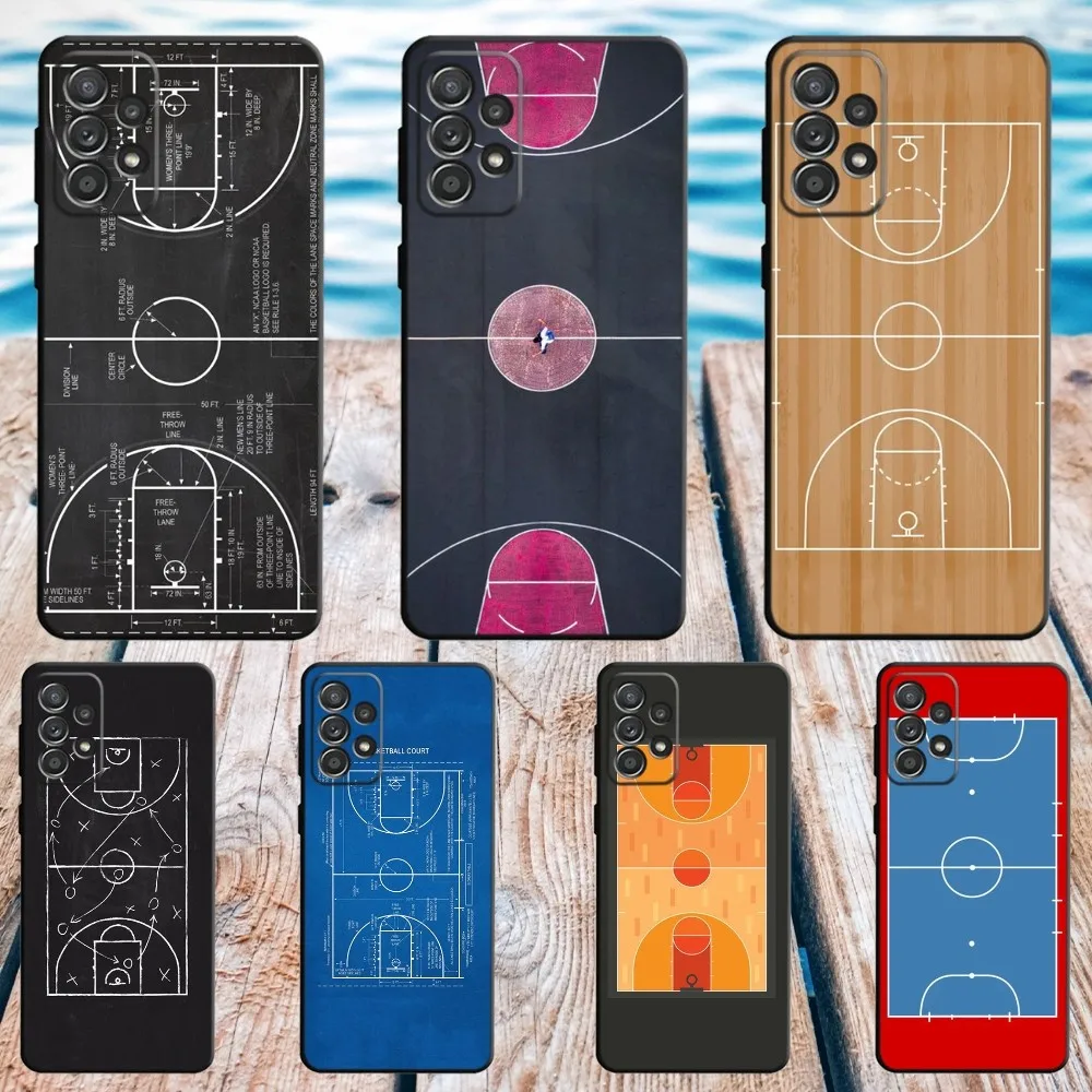 Krajews Basketball Court Diagram Phone Case For Samsung S21,S22 Ultra,S20,S30 plus,S22 plus,S23,S30 ultra 5G Silicone Cover