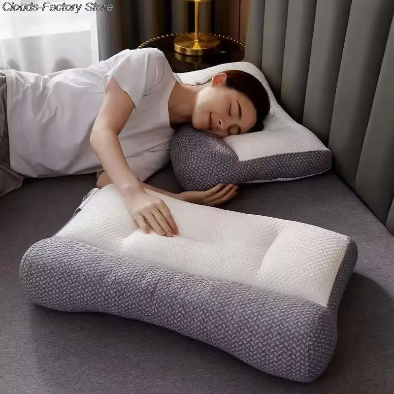 

New 1 Piece Traction Neck Pillow Soybean Fibre Memory Pillow Slow Bounce Cushion To Protect The Neck For Home Hotel