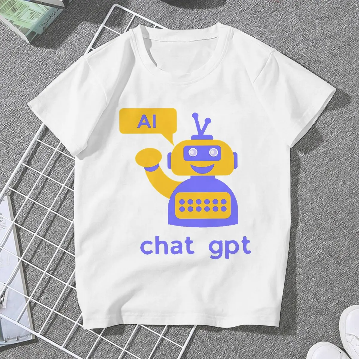 ChatGPT Artifical Intelligence AI Robot T Shirt Vintage Fashion Women's Polyester Tshirt O-Neck