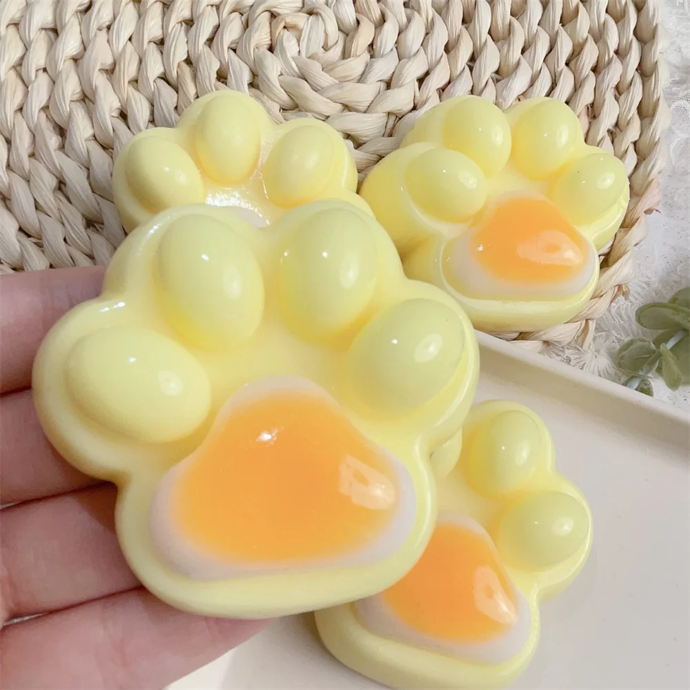 Poached Eggs Puppy Cat Claw Squishy Fidget Toy Cute Cat Paw Silicone Slow Rebound Pinch Decompression Toy Party Gifts