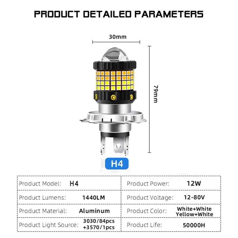 FOR KTM CFMOTO650NK Motorcycle led headlight headlight H4 yellow white dual color motorcycle headlight 12-80v