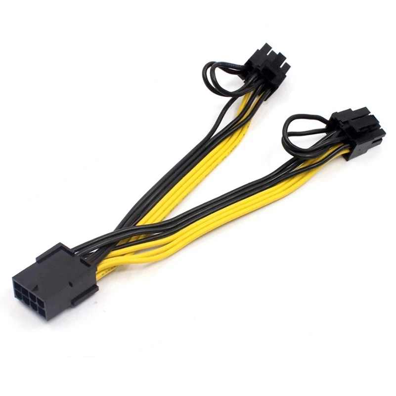 EPS CPU 8Pin to 2-Port PCIe 8Pin Dual PCI-E 6+2Pin Y Splitter Miner GPU Graphics Card Power Supply Cable Cord 18AWG 20CM