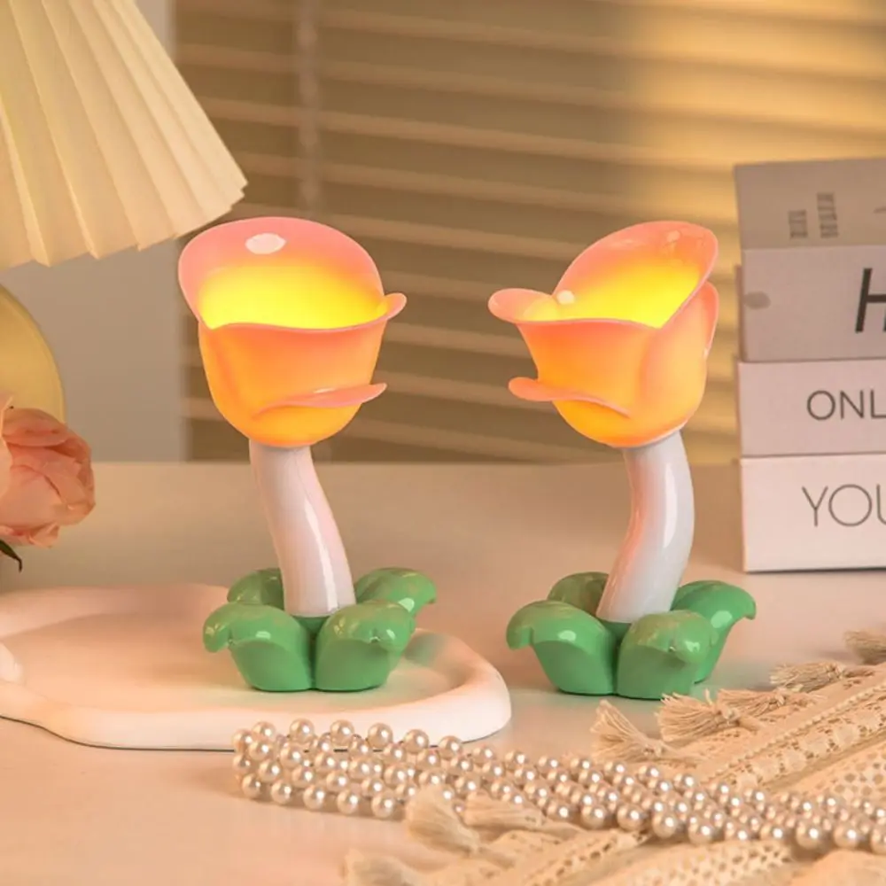 

Low Power Eye Protection Tulip Night Light Battery Operated LED Table Lamp Atmosphere Romantic Decorative Desk Light Gift